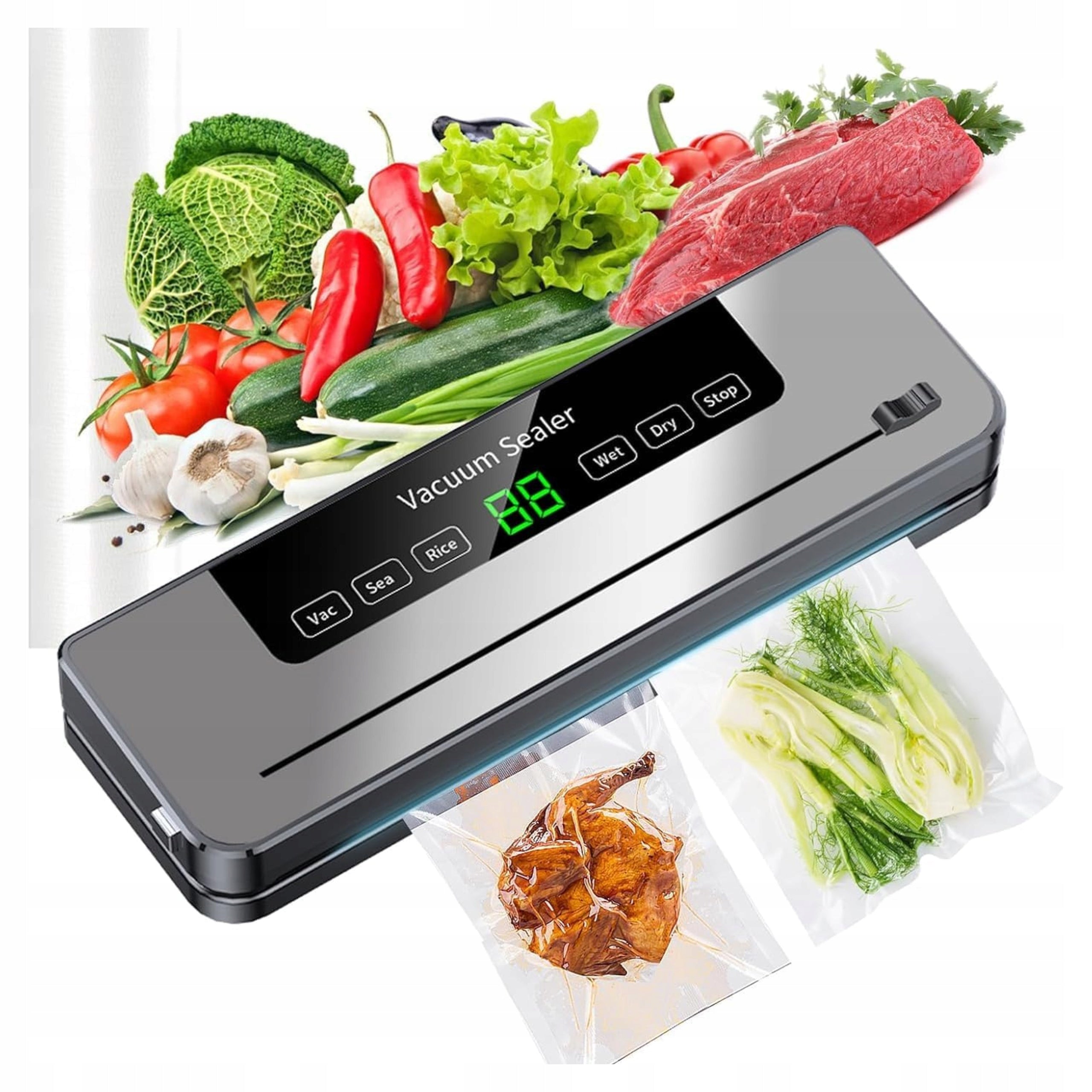 VACUUM SEALER + 50x FOOD PACKAGING BAGS FOIL PACKAGING MACHINE