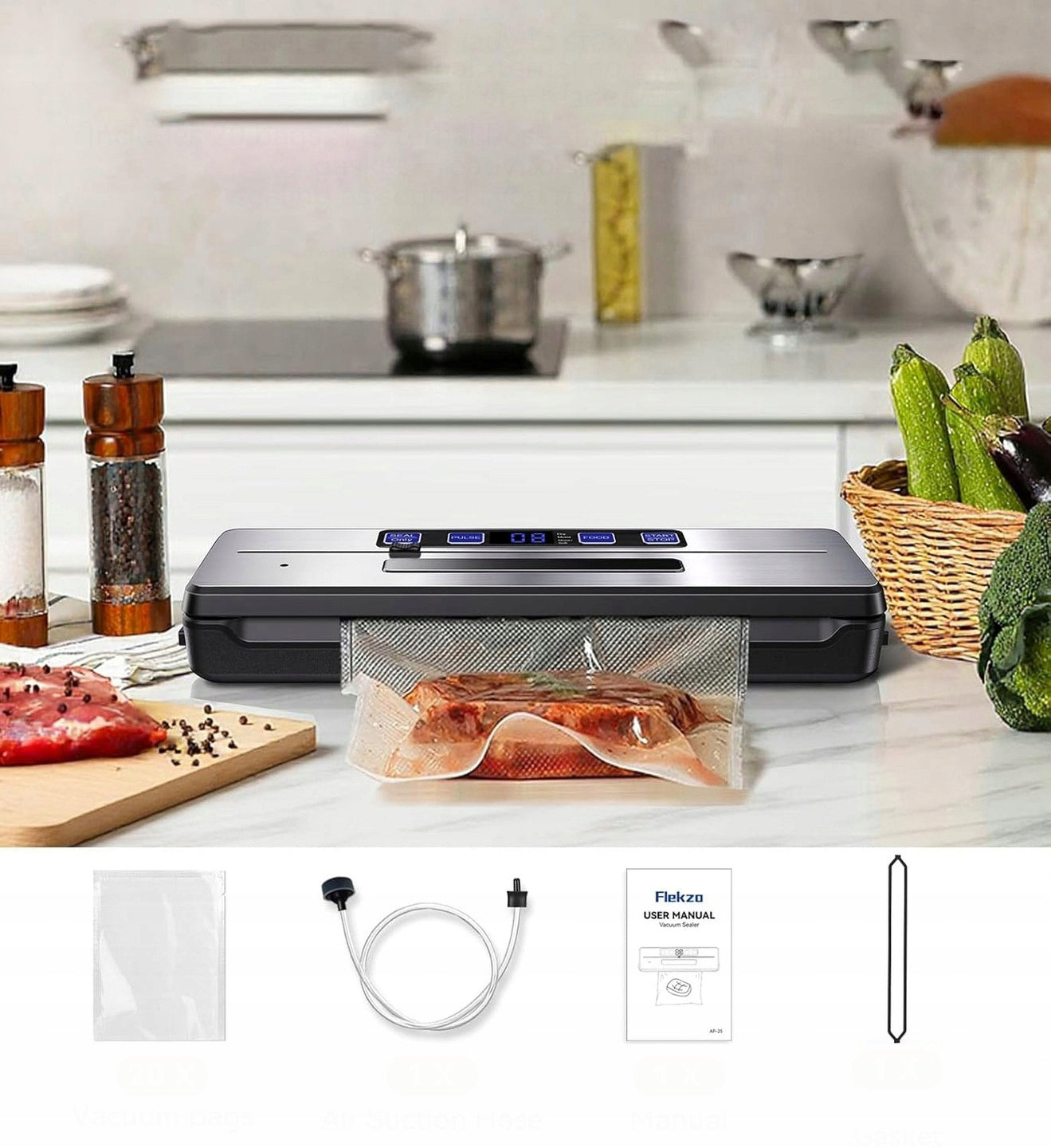 VACUUM SEALER FOOD FOIL PACKAGING MACHINE 120W + 5X BAGS Power 120 W