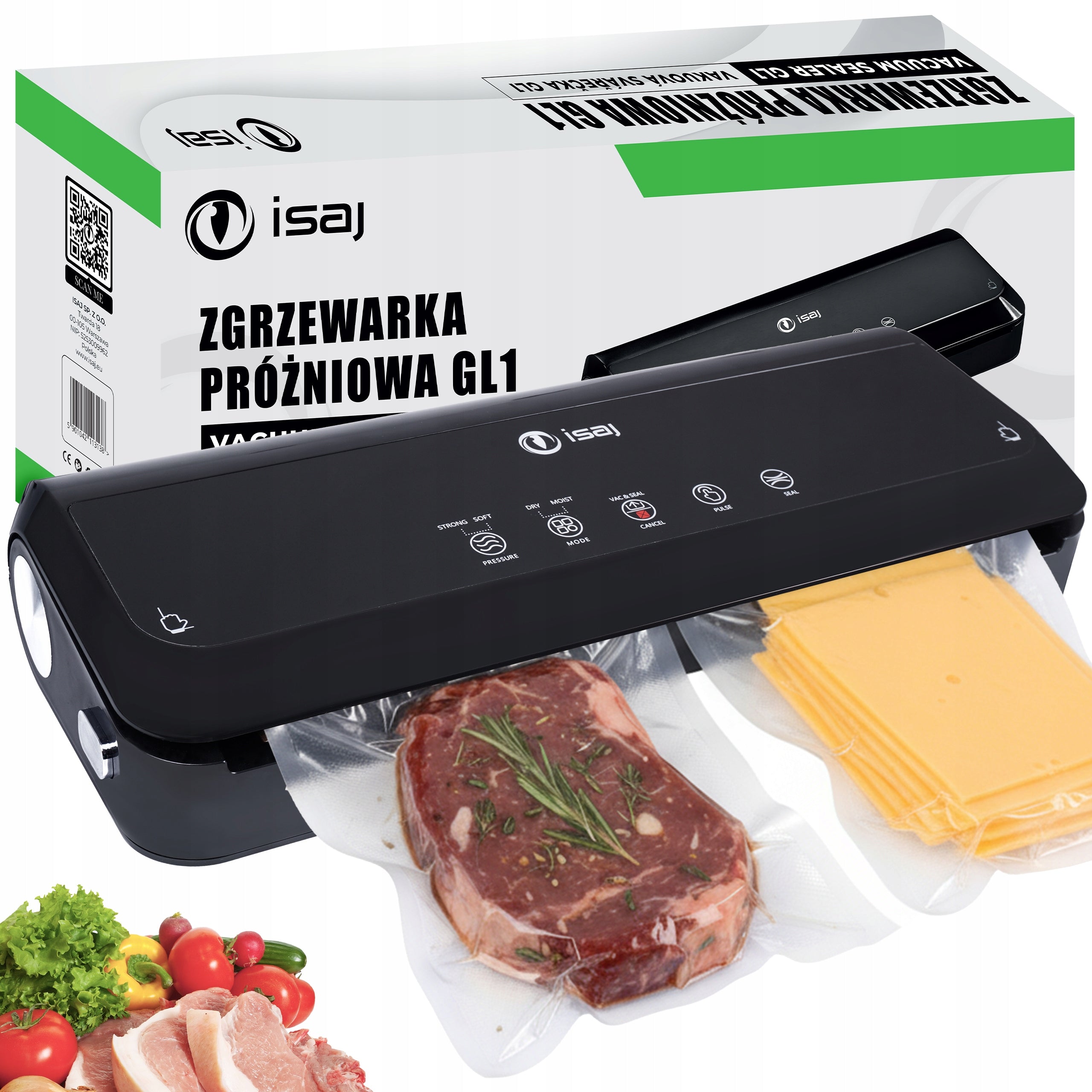 VACUUM SEALER FOR FOOD AUTOMATIC PACKAGING MACHINE ISAJ GL1 + FOIL