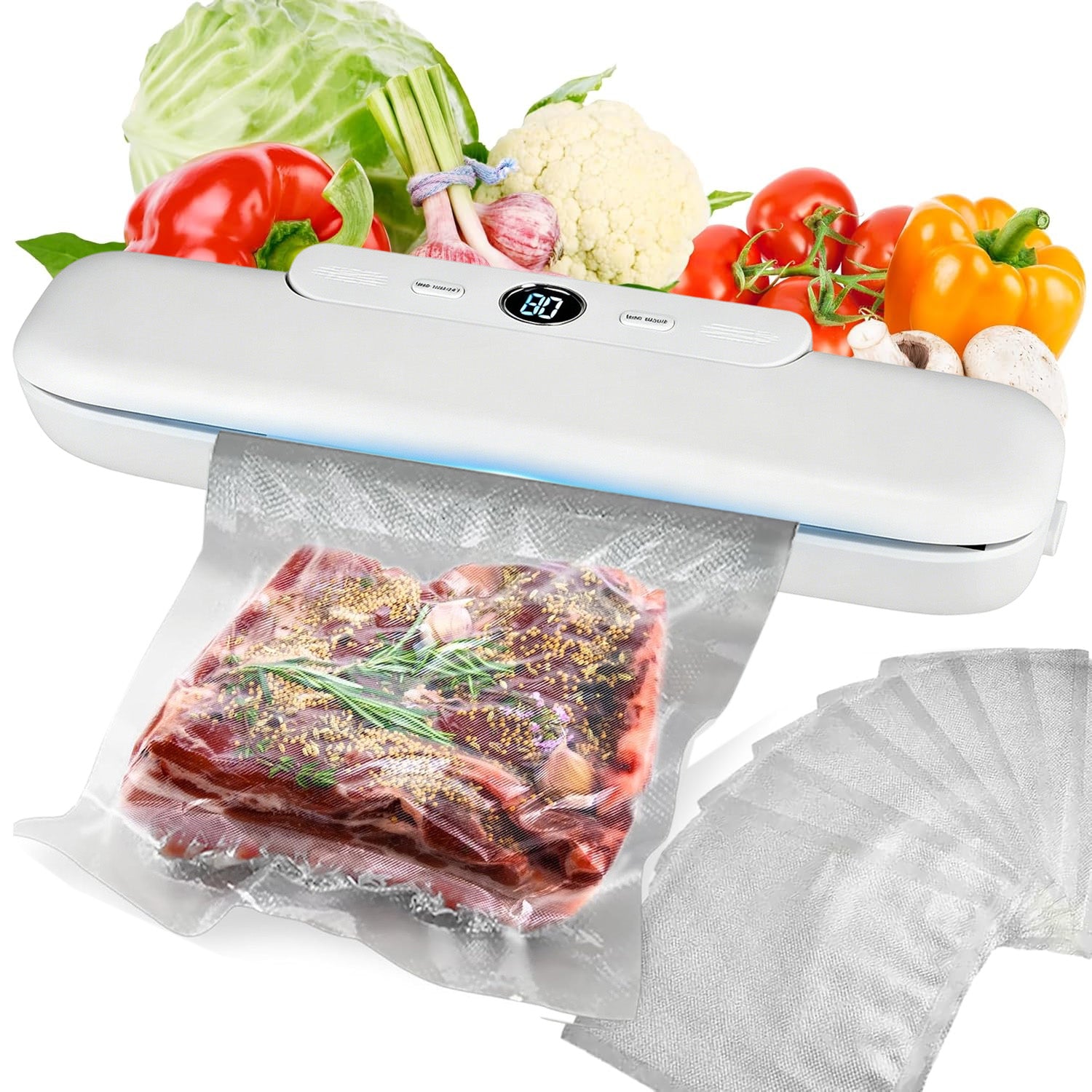 VACUUM SEALER FOR FOOD PACKAGING MACHINE STRONG AUTOMATIC 65 KPA +FOIL
