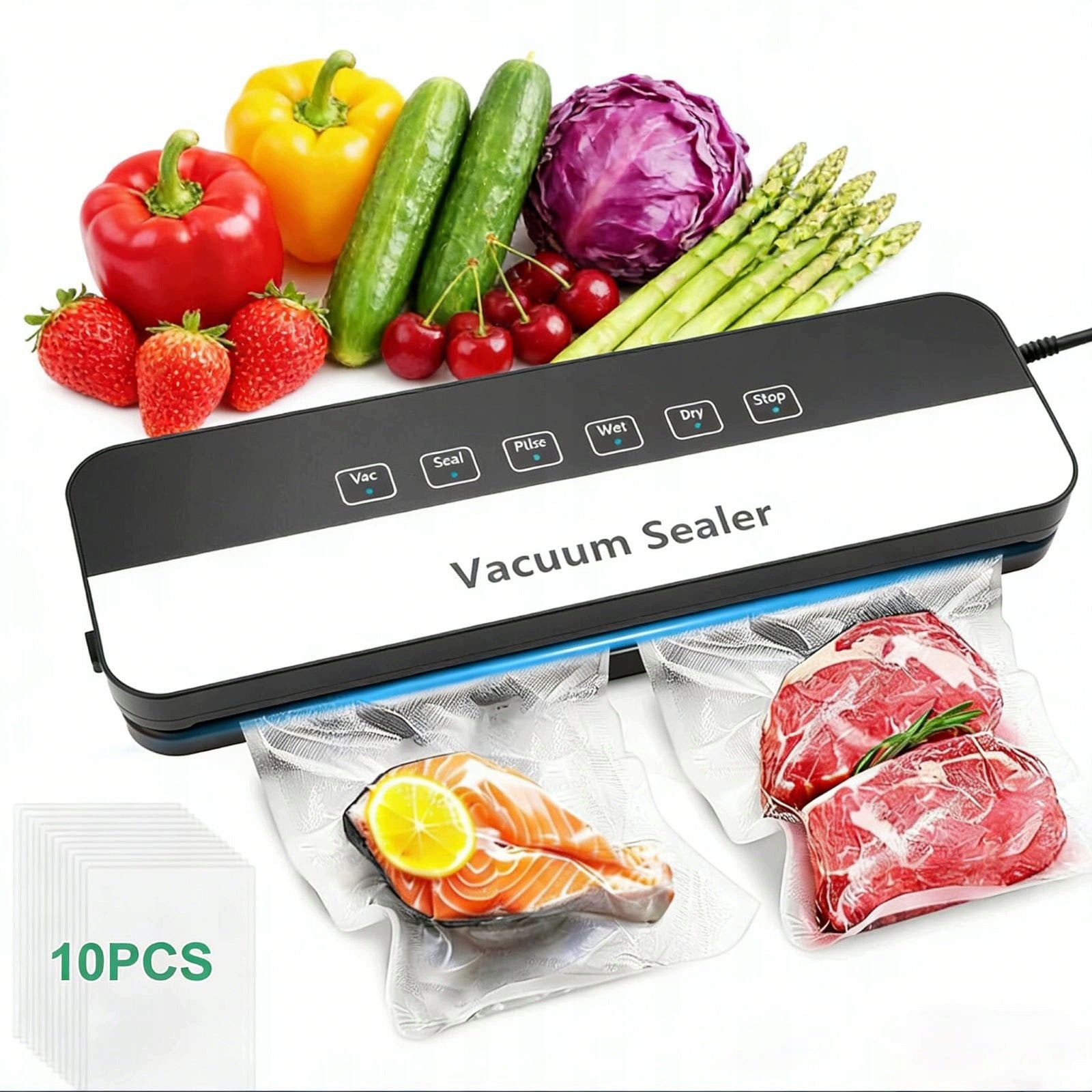 VACUUM SEALING MACHINE FOR FOOD PACKAGING Machine WITH 120W+10 XXL BAG