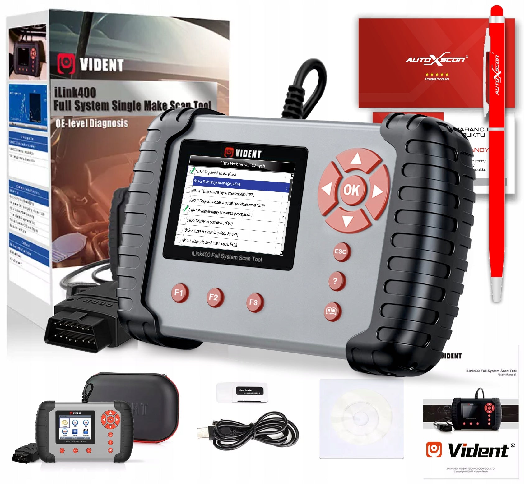VAG Professional K+CAN+UDS+OBD2 LANGUAGE Polish i400 Brand Vident