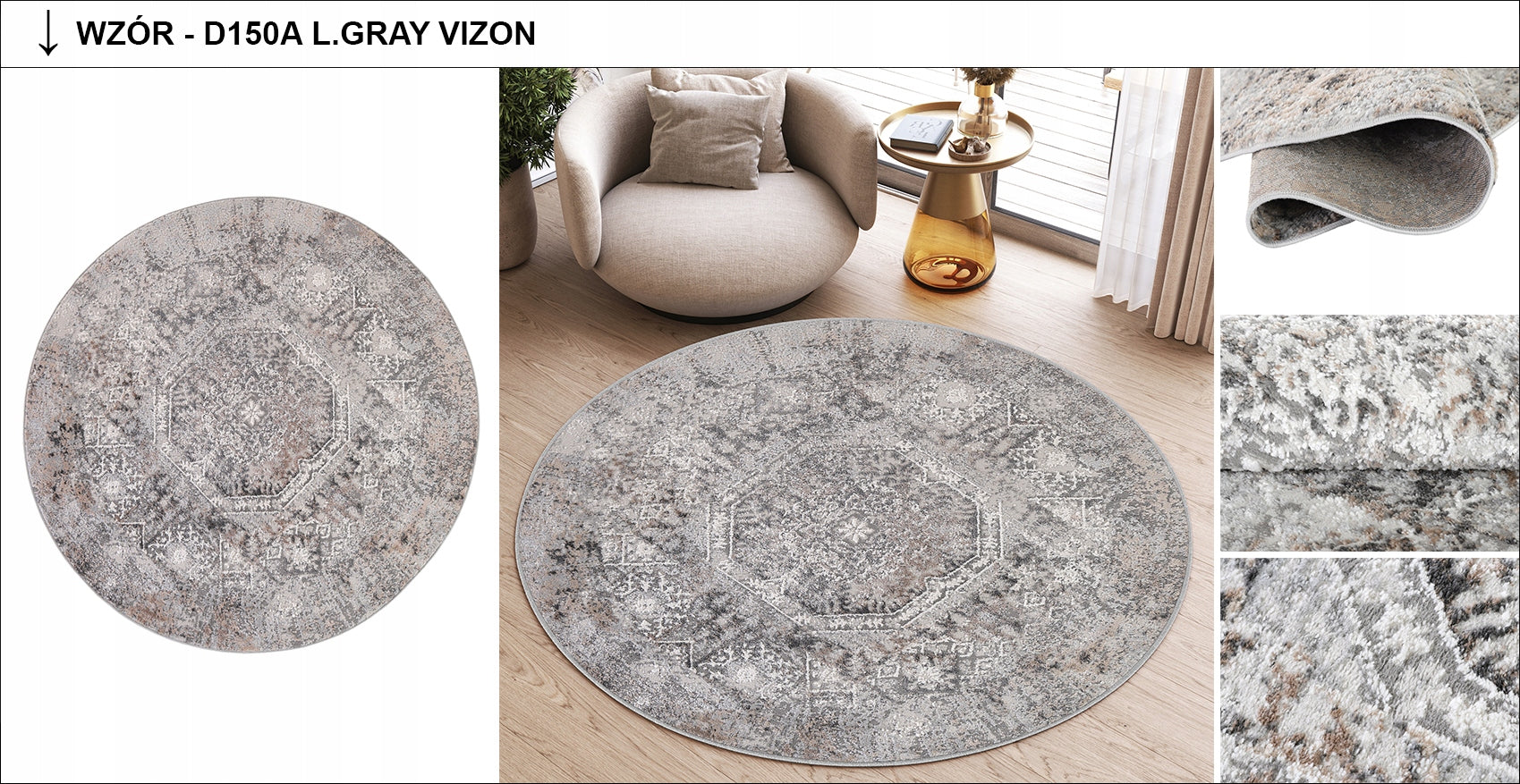 VALLEY carpet 120x120 Circle Two-level Fashionable Modern Elegant Vintage Brand Dywany Chemex