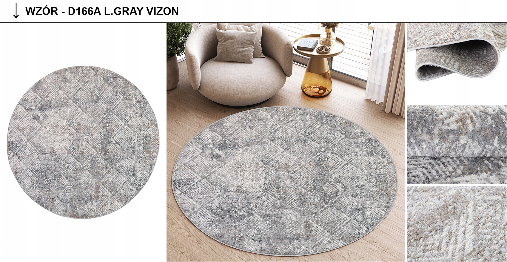 VALLEY carpet 160x160 Circle Two-level Fashionable Modern Elegant Vintage Length 160 cm