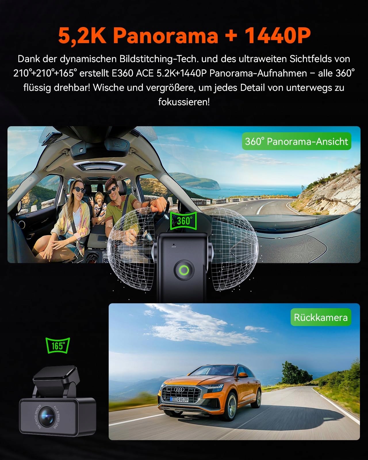 VANTRUE E360 ACE 360° 5.2K HDR Night Camera with App Packaging status original