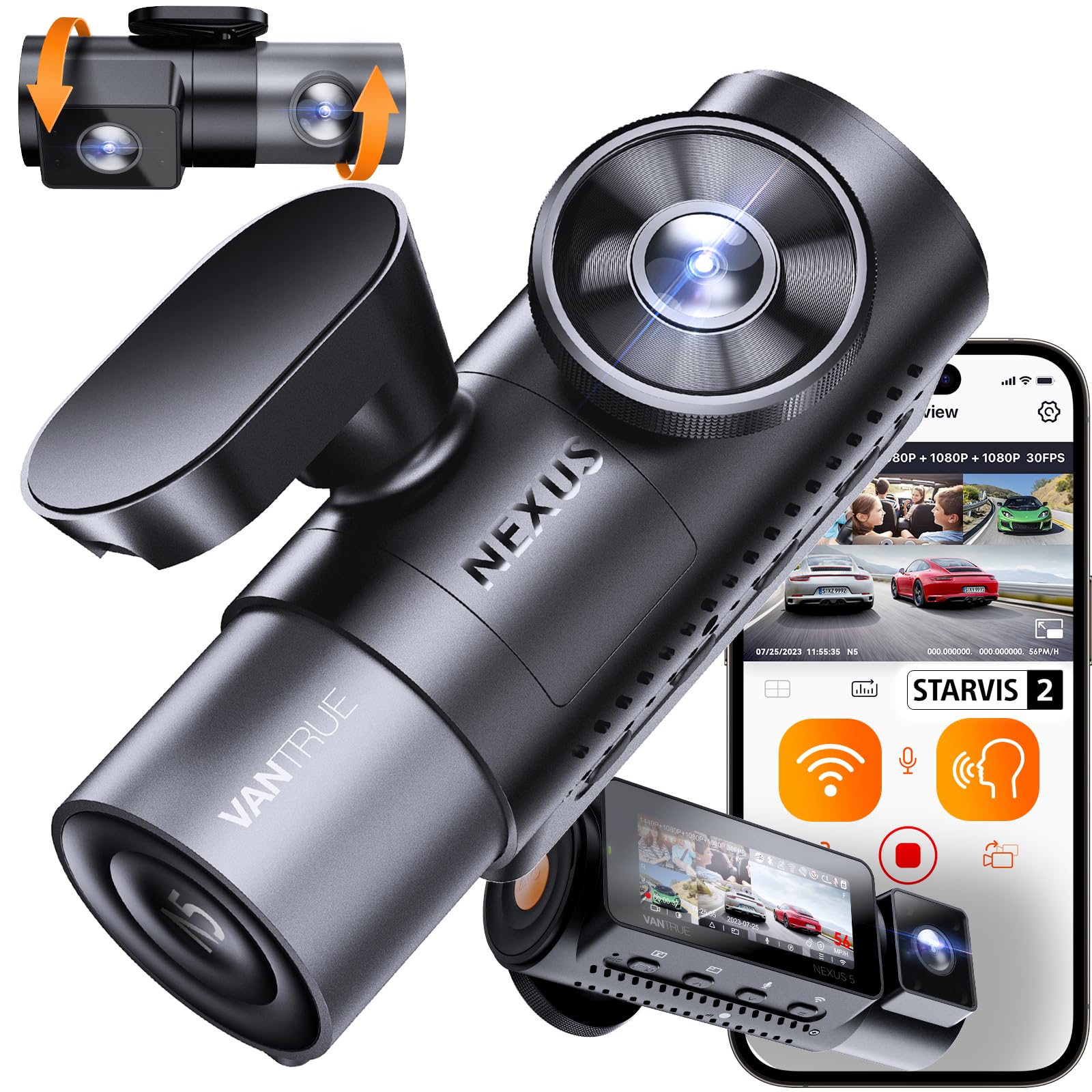 VANTRUE N5 Car Camera 4 Channels 2.7K WiFi GPS Night Mode 1944P