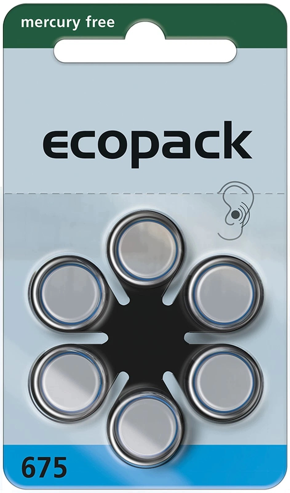 VARTA Ecopack 675 PR44 Batteries for Hearing Aids Zinc Air 1,45V 6 pcs.