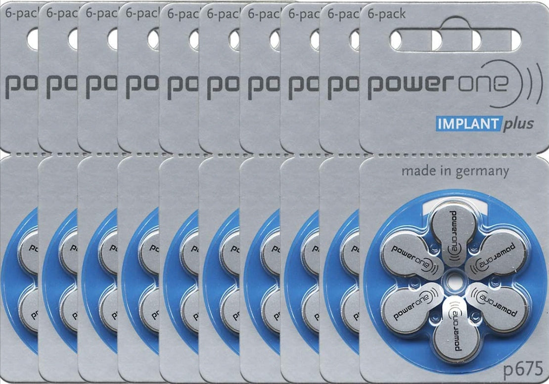 VARTA Power One Implant PLUS Hearing Aid Batteries 675 Hg 0% 760 mAh 60 pcs