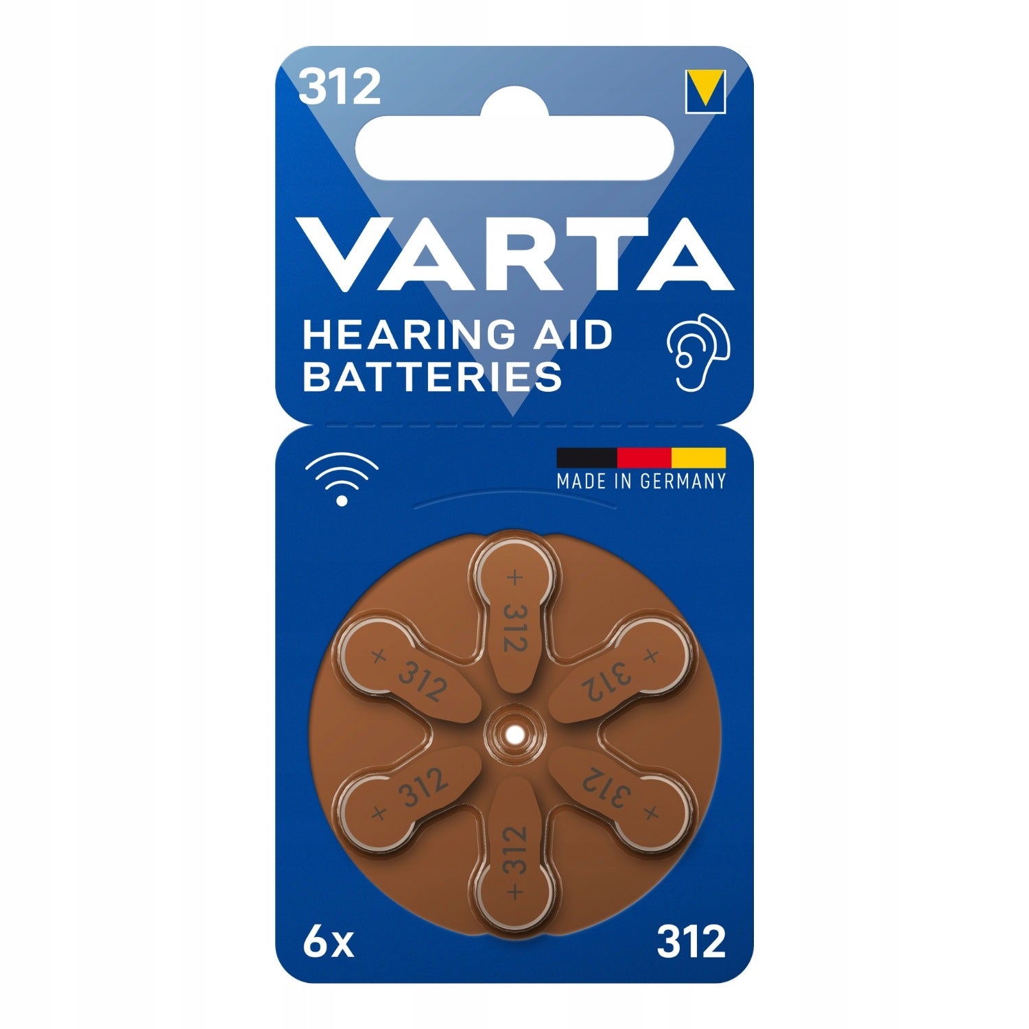 VARTA T312 PR41 Rechargeable Hearing Aid Battery Mercury Free 1.45V 6pcs