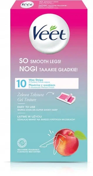 Wachsstreifen Veet Depilatory Foot Straps mit dem Duft von Nektarine, 10 Stk.