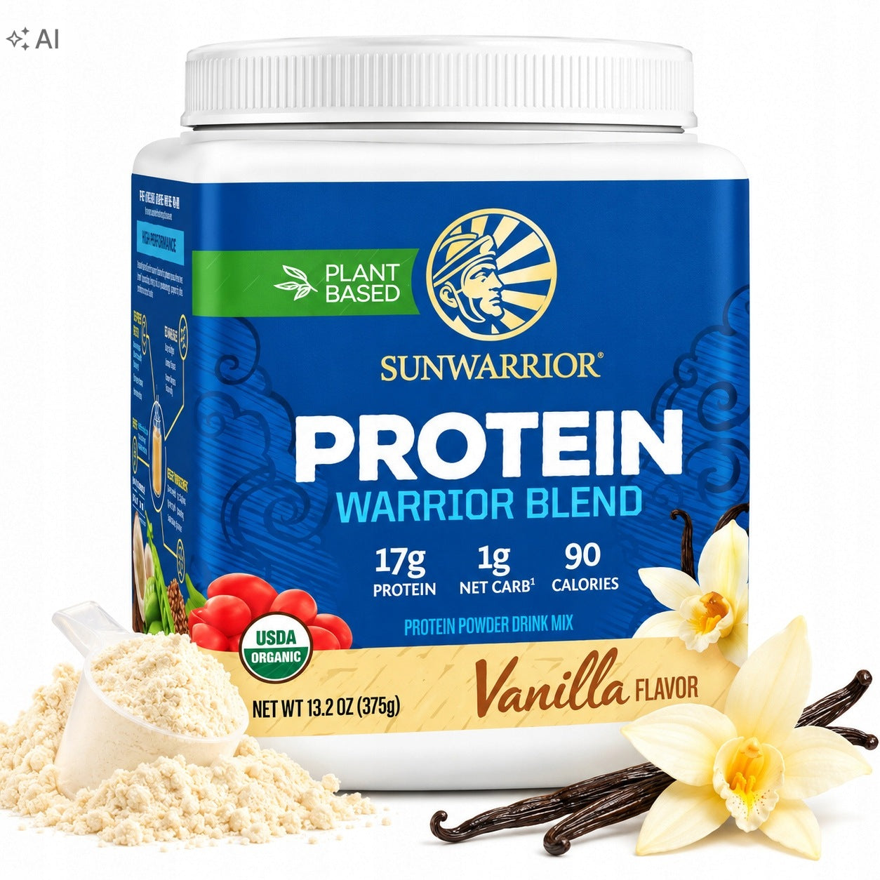 VEGAN PROTEIN SUNWARRIOR 375g WARRIOR BLEND VANILLA PEAS GOJI HEMP