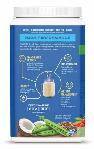 VEGAN PROTEIN SUNWARRIOR 750g WARRIOR BLEND NATURAL PEAS GOJI HEMP Expiration date at least six months from the date of purchase