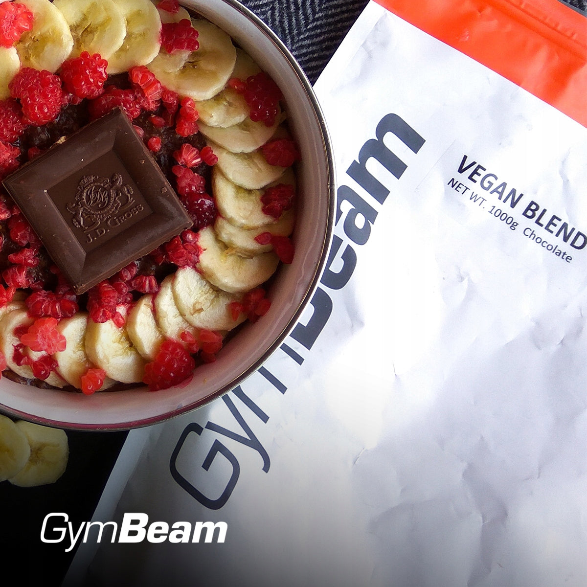 VEGAN PROTEIN VEGETARIAN MUSCLES AMINO ACIDS EEA BCAA GymBeam 1000g strawberry Brand GymBeam
