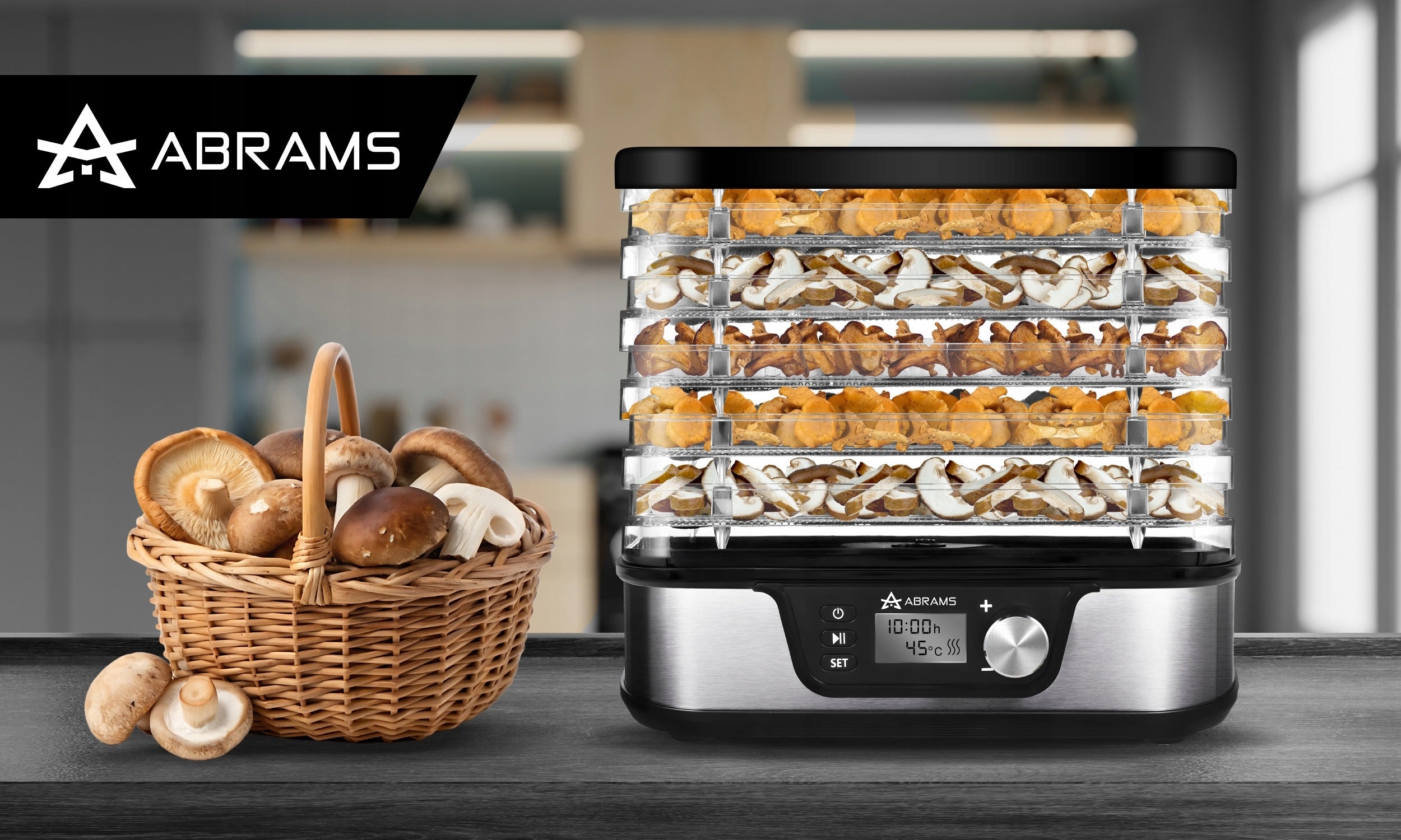 VEGETABLE AND FRUIT MUSHROOM DRYER 600W TEMPERATURE CONTROL TIMER 5 SIT Manufacturer code SUSZARKA DO GRZYBÓW REGULACJA TIMER 600w
