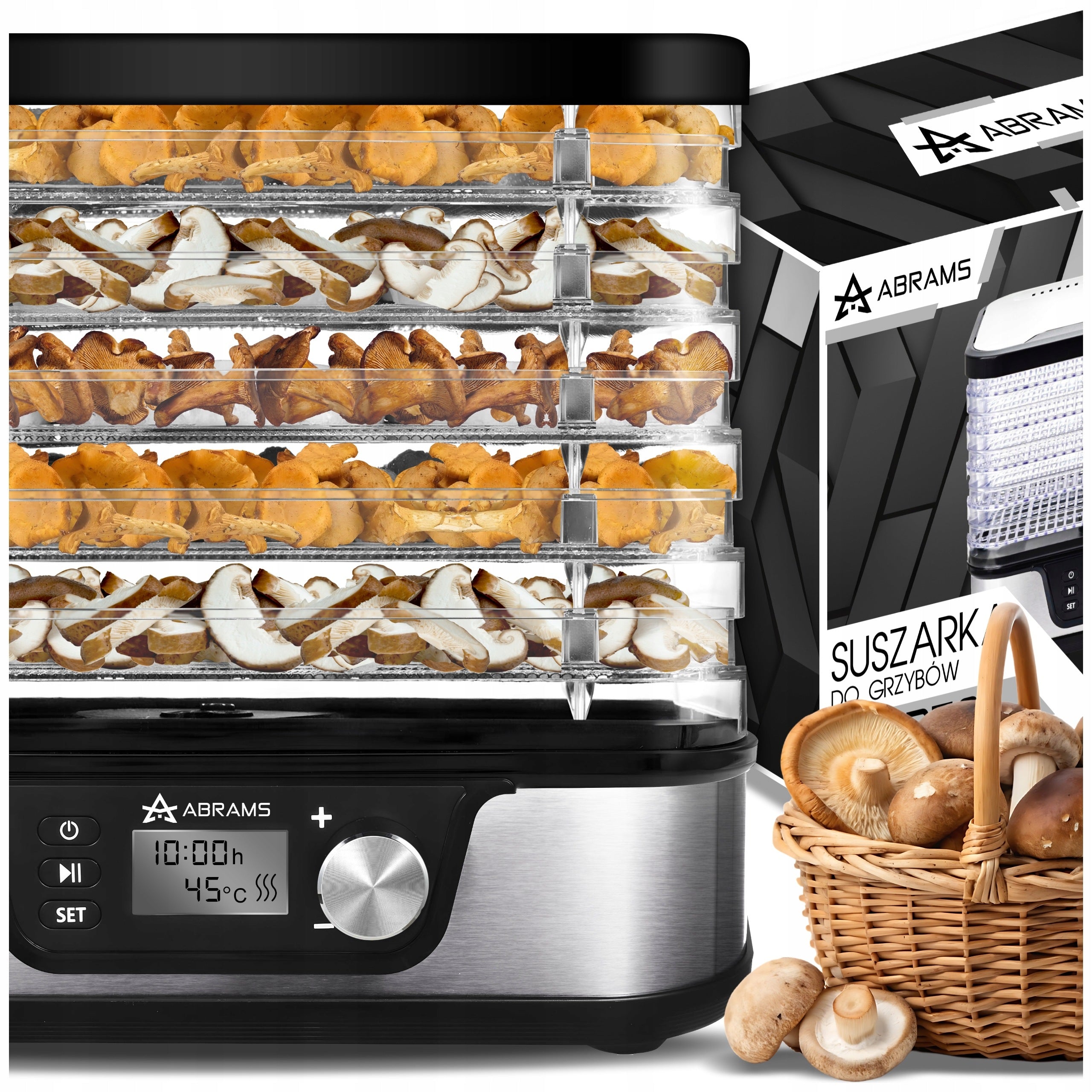 VEGETABLE AND FRUIT MUSHROOM DRYER 600W TEMPERATURE CONTROL TIMER 5 SIT