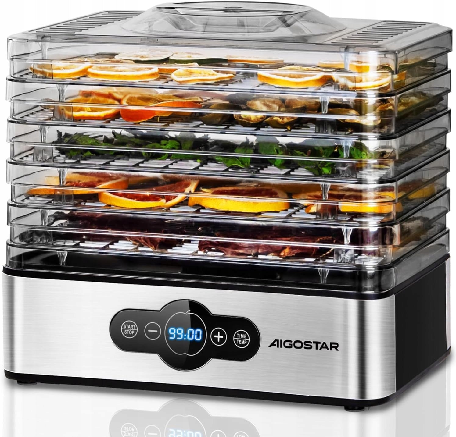 VEGETABLE FRUIT MUSHROOM DRYER AIGOSTAR CRISPY 240W TIMER 5 LEVELS