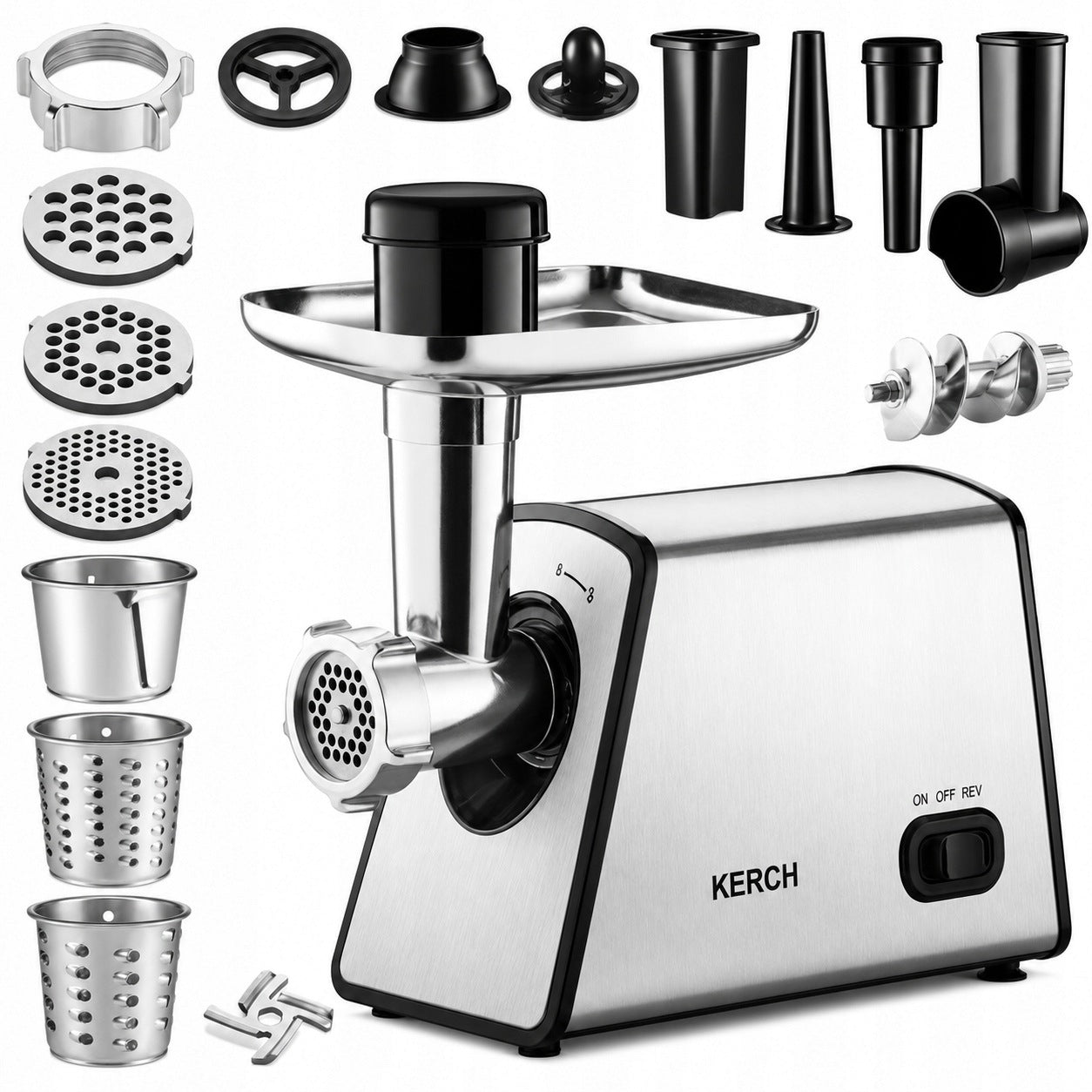 VEGETABLE MEAT GRINDER KERCH OMEGA 1900W SHREDDER +ACCESSORIES