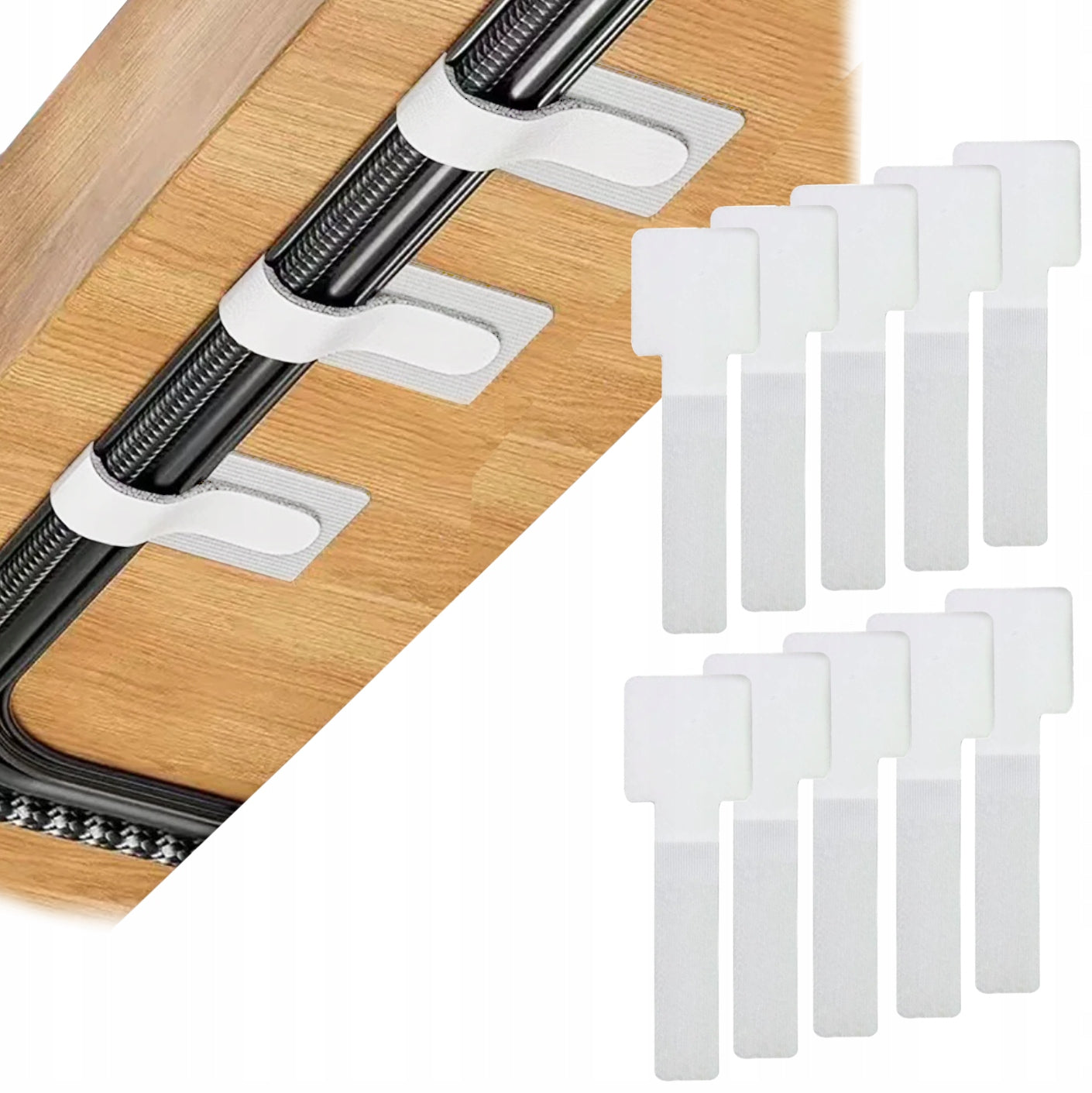 VELCRO BAND ORGANIZER FOR FIXING WIRES SELF-ADHESIVE 10 PIECES