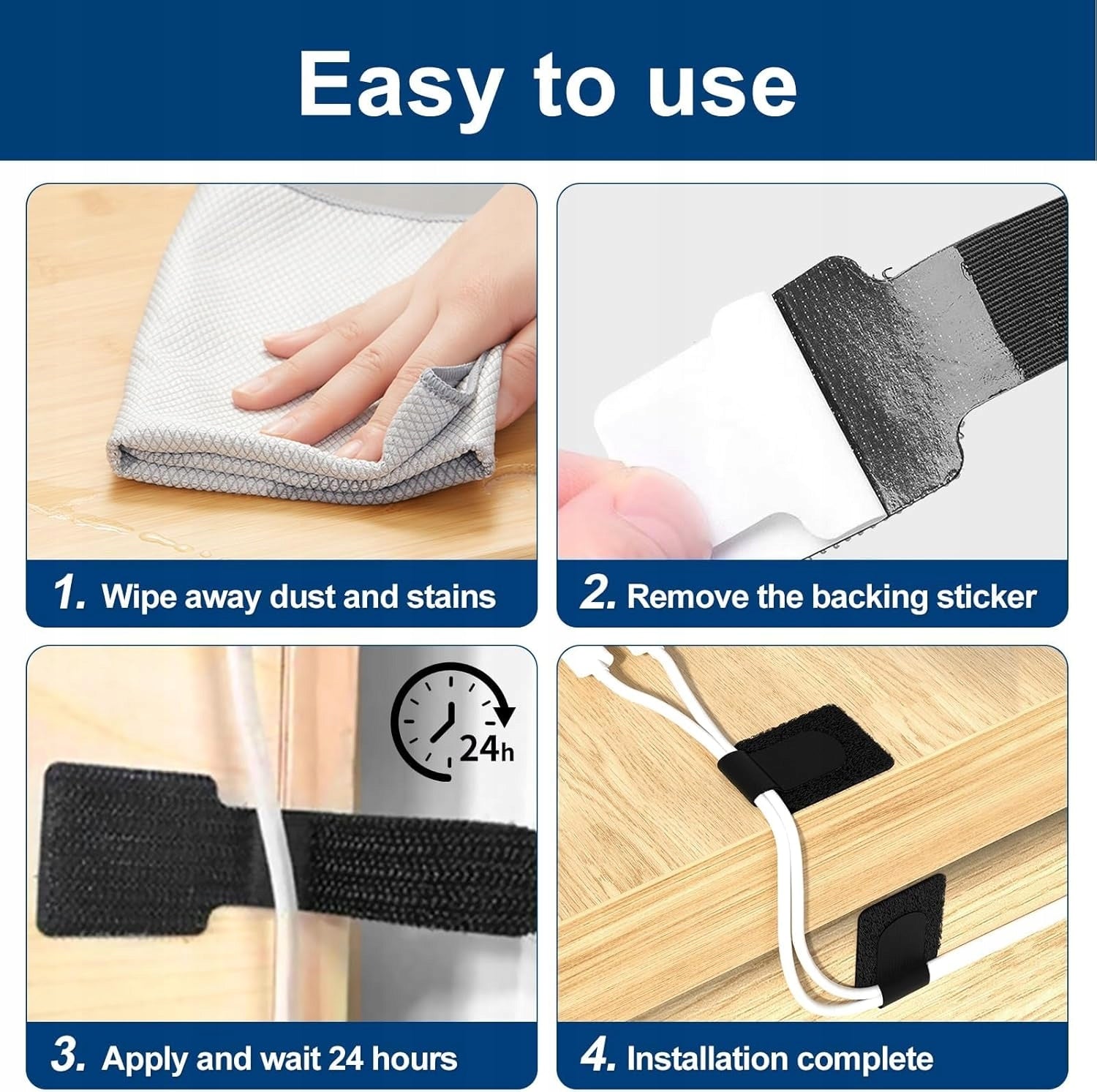 VELCRO BAND ORGANIZER FOR FIXING WIRES SELF-ADHESIVE 60 PIECES Packaging status original