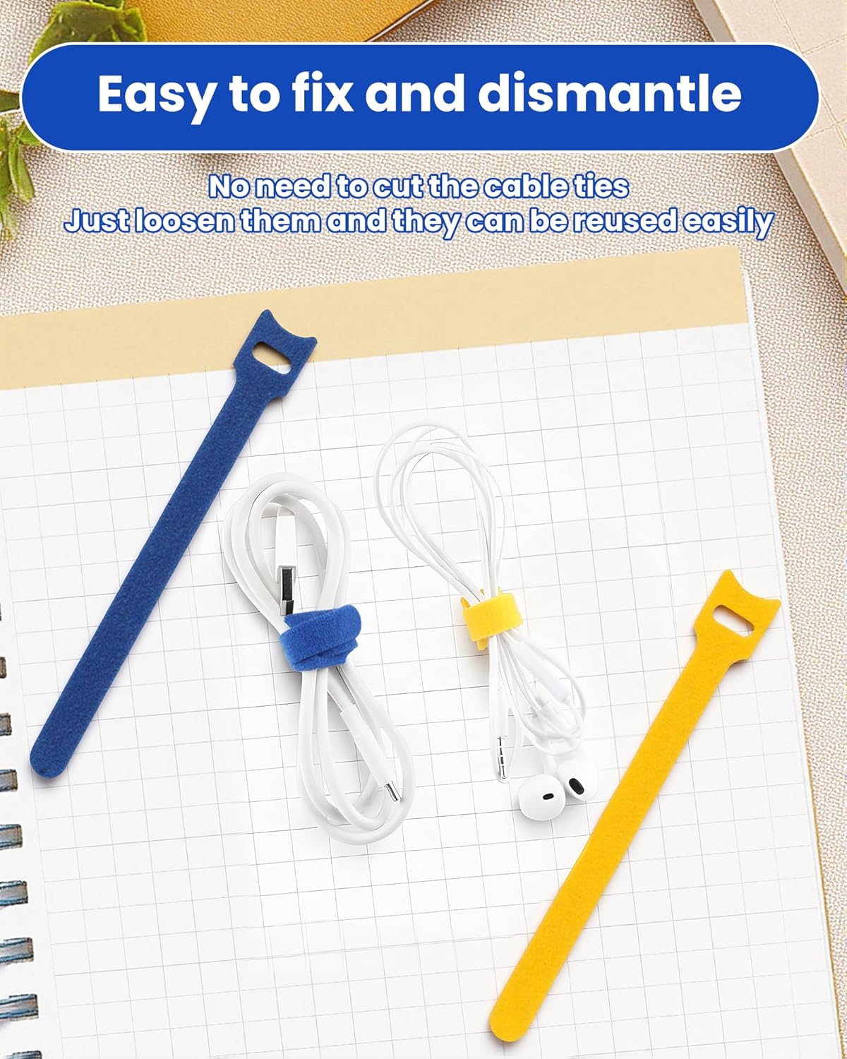 VELCRO BANDS FOR CABLES 100 PCS COLORFUL MULTIPLE ORGANIZER Manufacturer code OPASKI RZEP DO KABLI 100 SZT KOLOROWE
