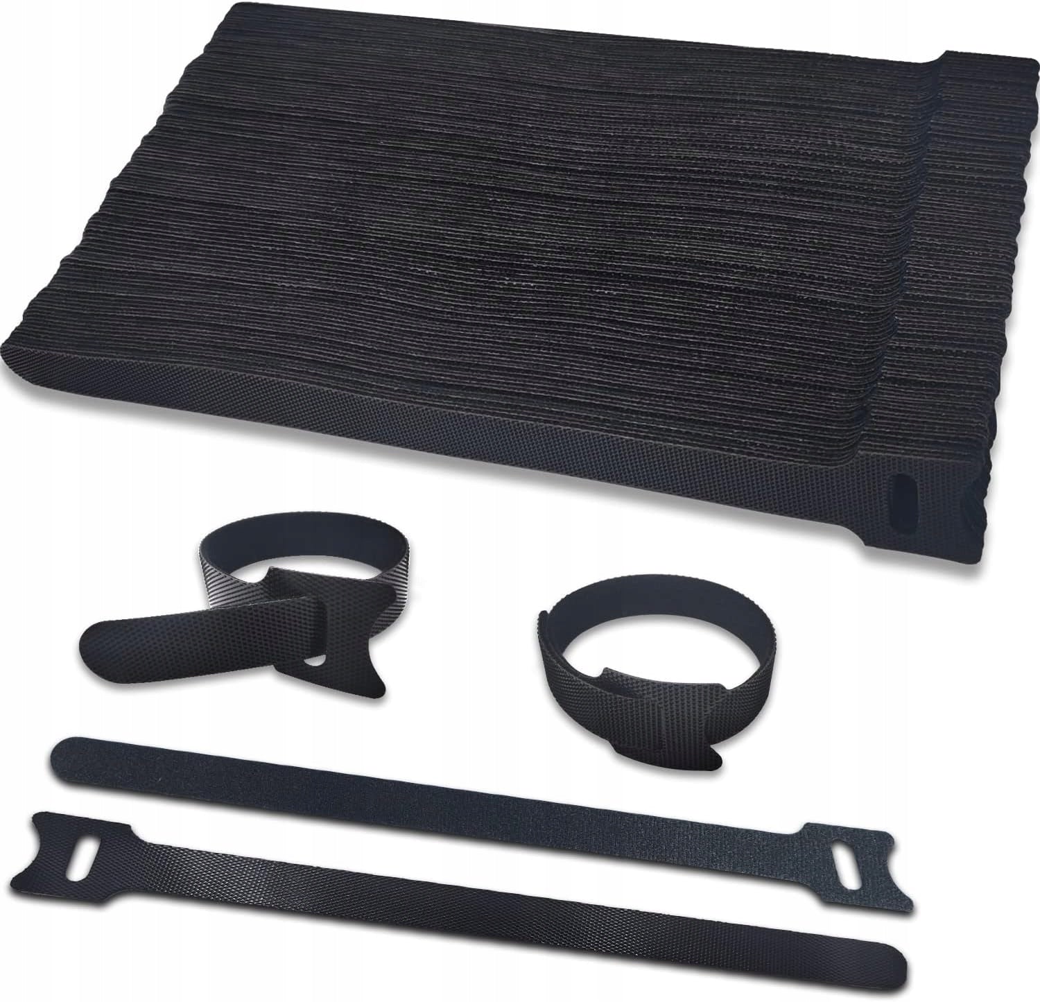 VELCRO CABLE TIES 100 PIECES 200X12 MM REUSABLE BLACK