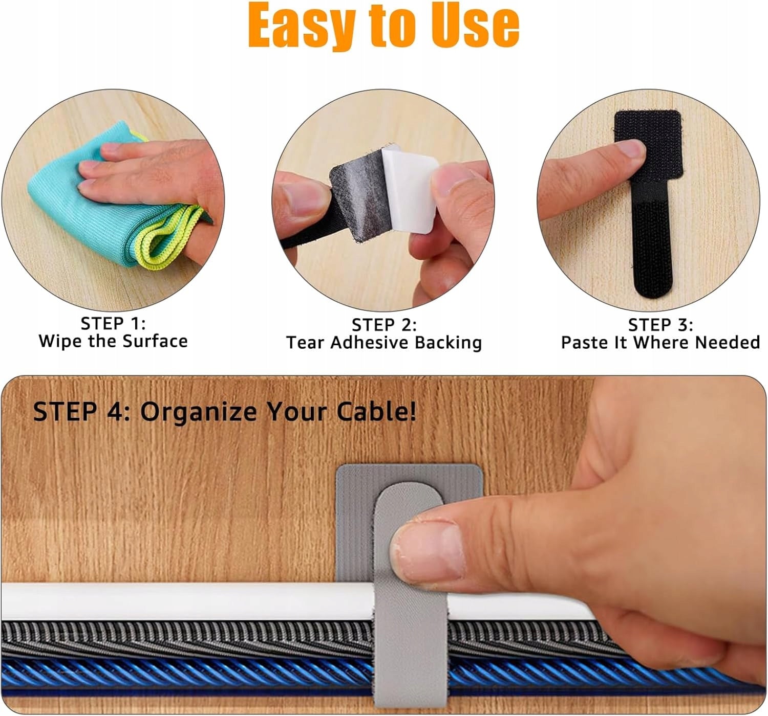 VELCRO FOR ORGANIZING CABLES ORDER UNDER THE DESK TV CABINET DURABLE x40 Packaging status original
