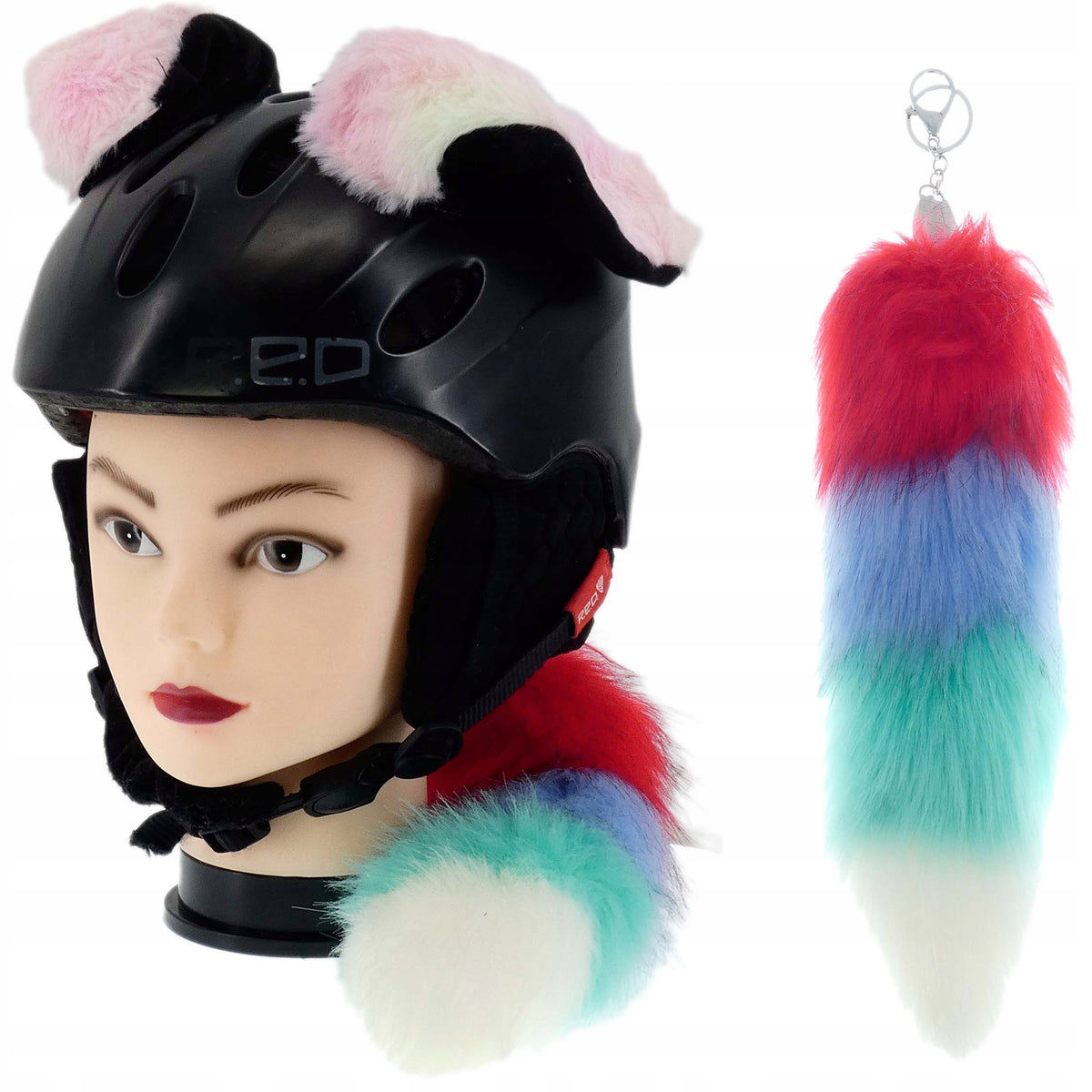 VELCRO SKI HELMET ORNAMENT KIT EARS GLOWING LED COLOR FURRY
