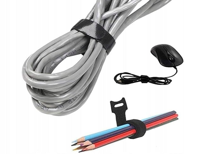 VELCRO TAPE CABLE ORGANIZER CLAMPING BAND 15cm BLACK 50 pcs Color black