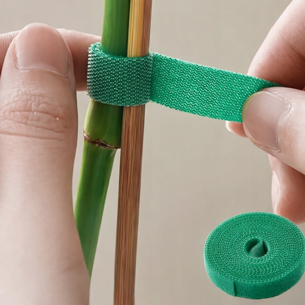 VELCRO TAPE FOR FLOWER PLANTS FOR TYING HEADBAND GREEN 5m 1cm Manufacturer code Taśma z rzepem do roślin 1cm x 5m