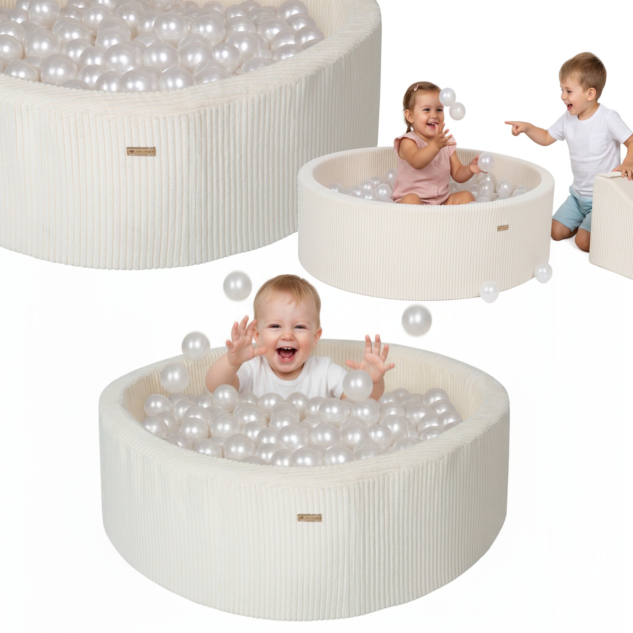 VELINDA Polish SAFE DRY POOL 90cm WITH BALLS 7cm 200 PCS CORDUROY