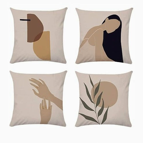 VELVET GEOMETRIC PILLOWCASES SET OF 4 45X45CM