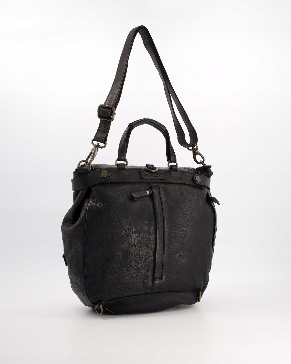 VENEZIA WOMEN'S BACKPACK MADE OF NATURAL LEATHER IN BLACK Packaging status original