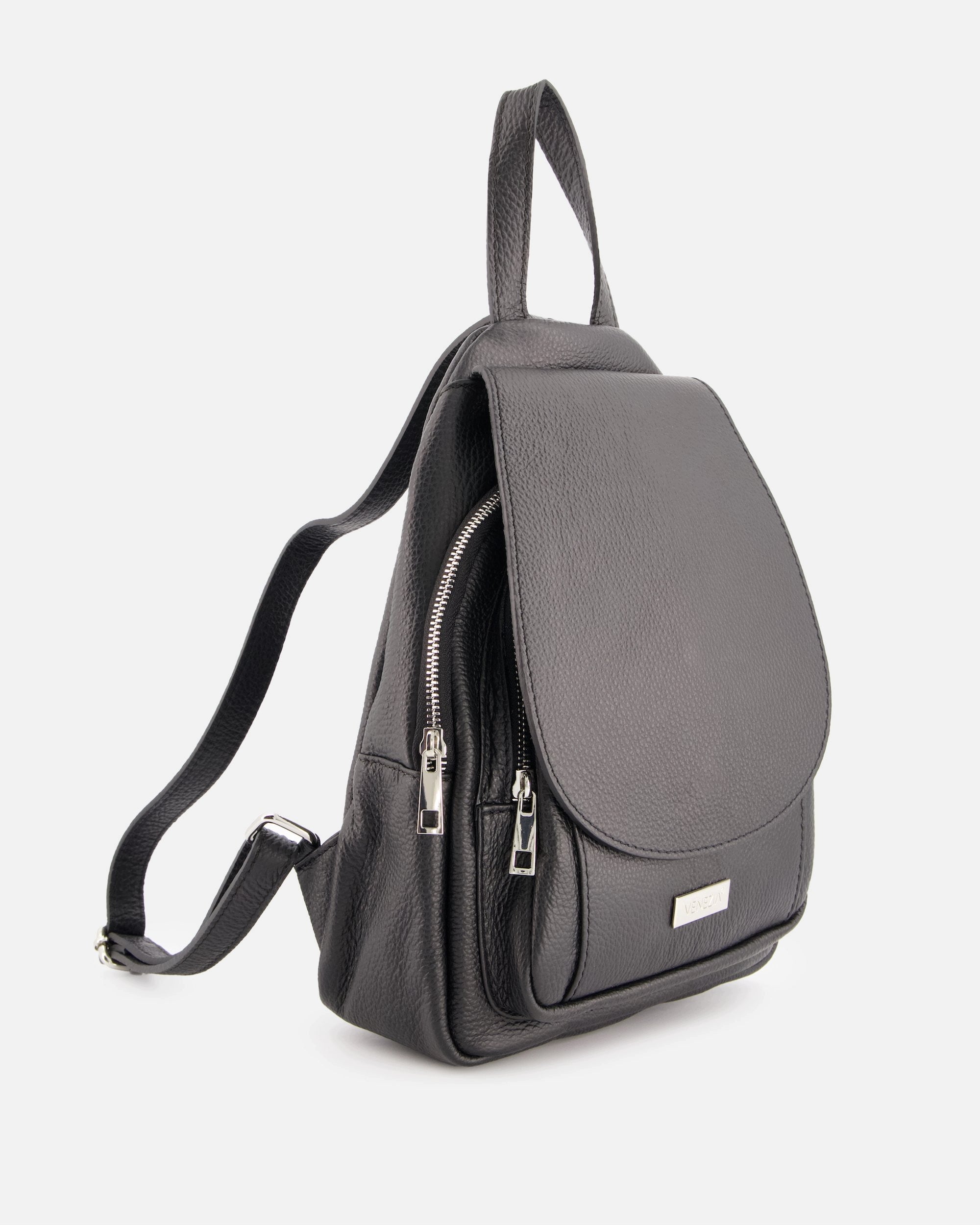 VENEZIA women's genuine leather backpack in black Brand VENEZIA