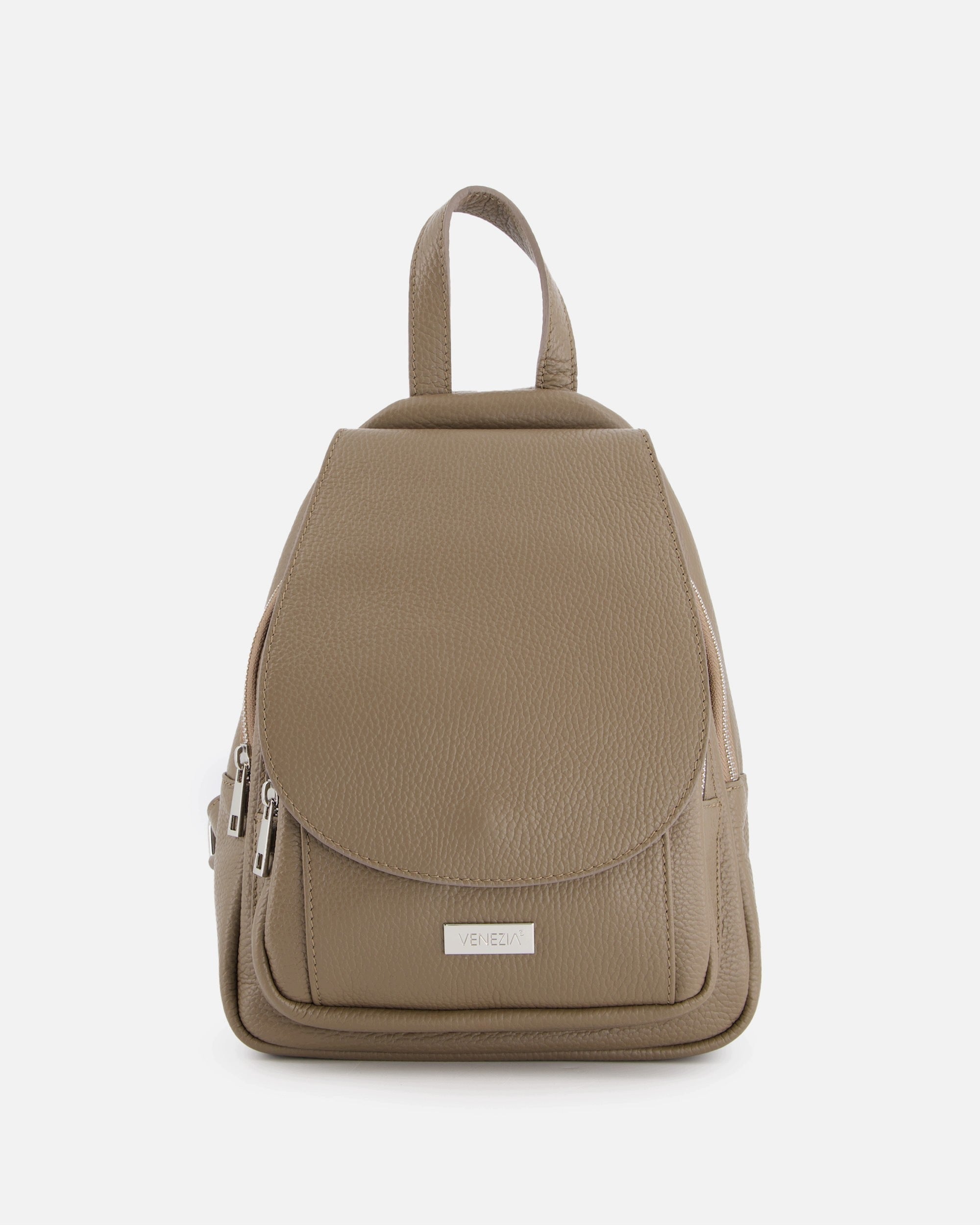 VENEZIA women's leather backpack in beige color with grainy texture