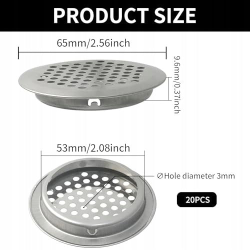 VENTILATION HOLE STAINLESS STEEL 53 MM DIAMETER MESH PATCH 20 PCS. Manufacturer code Producent niezależny
