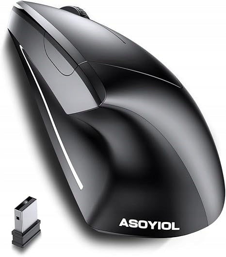 VERTICAL WIRELESS MOUSE WITH USB RECEIVER RIGHT-HANDED BLACK
