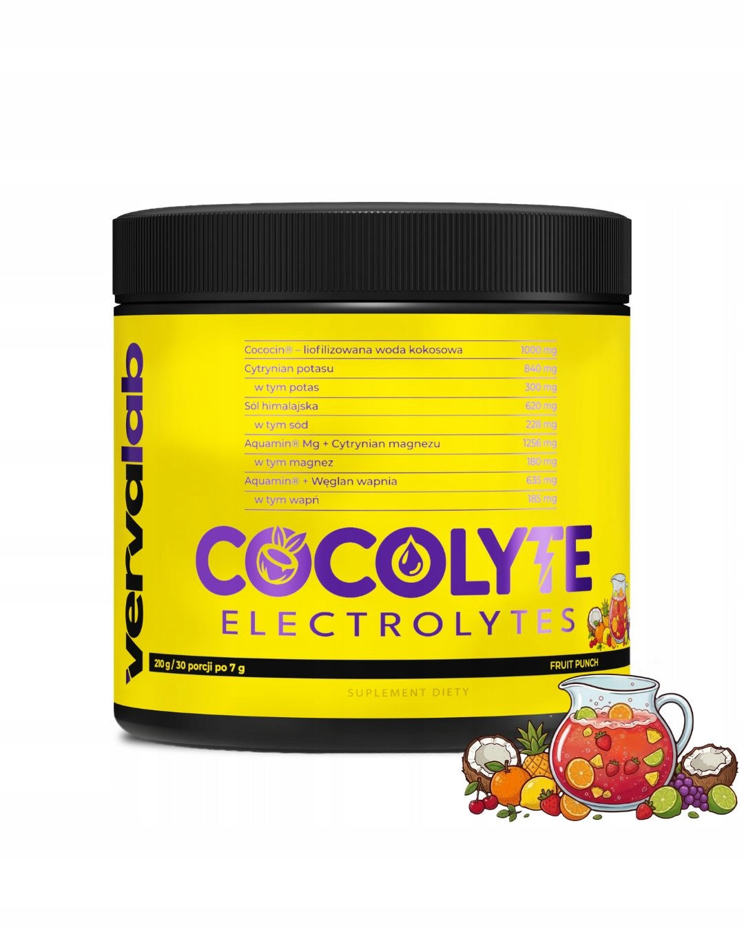 VERVALAB COCOLYTE ELECTROLYTES FRUIT PUNCH 210 g Packaging status original