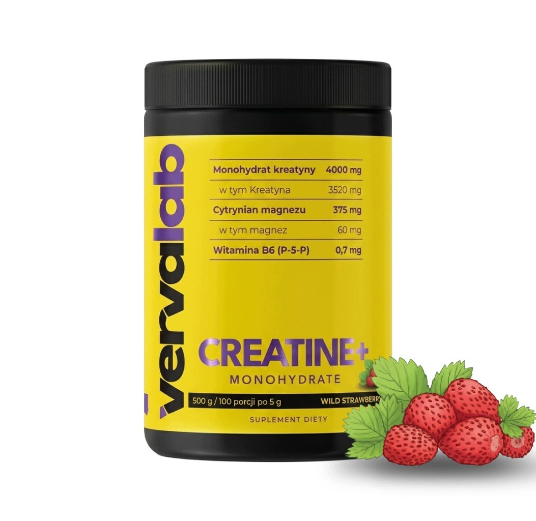 VERVALAB CREATINE+ MONOHYDRATE WILD STRAWBERRY 500g Creatine strawberry