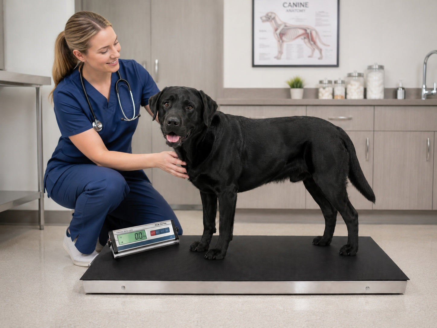 VETERINARY SCALE WITH OFFICE MAT 300kg FOR CAT DOGS PETS Brand Bielskie Wagi