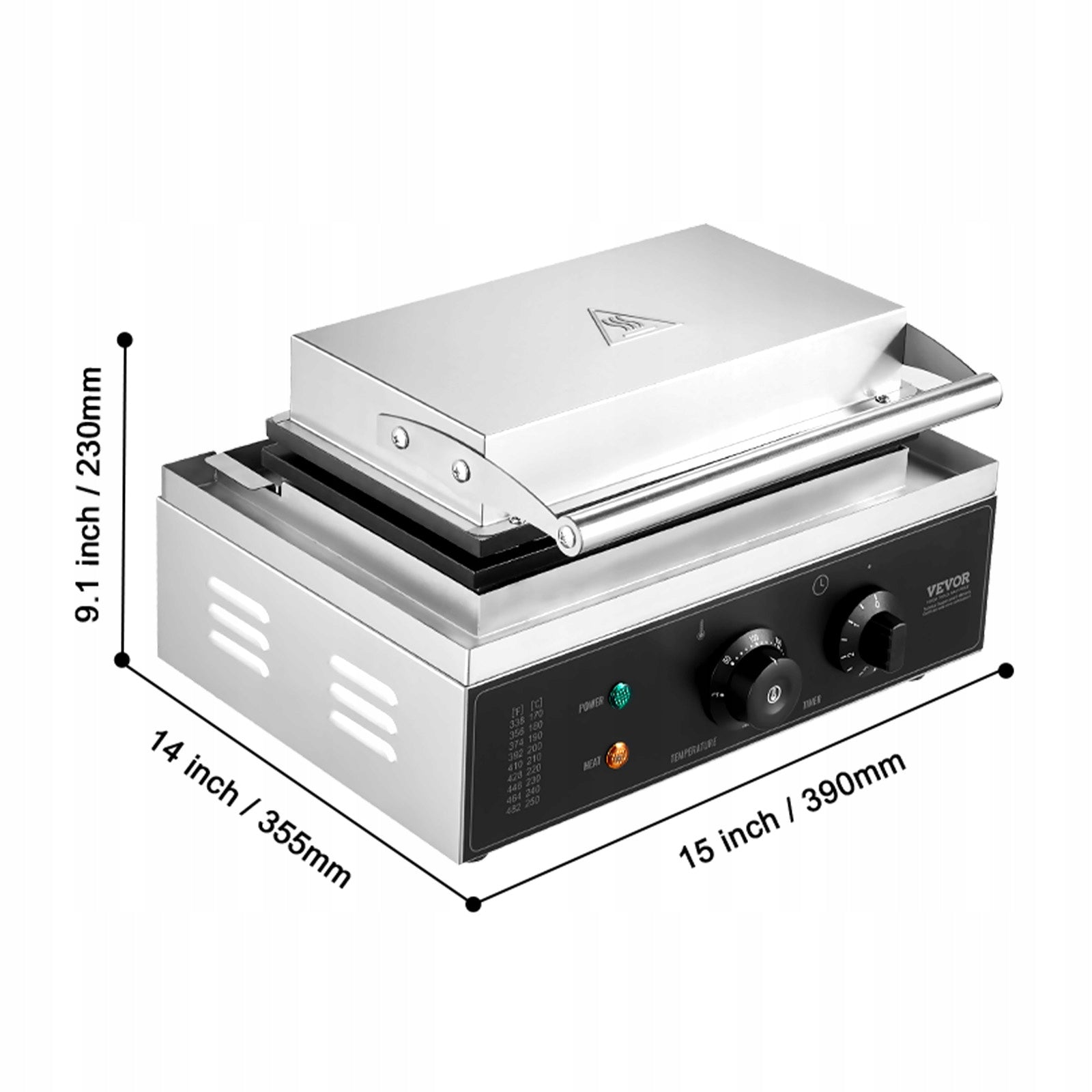 VEVOR 10PCS Commercial Waffle Maker Rectangle Waffle Baker Machine 1550W Power rating 1550 W