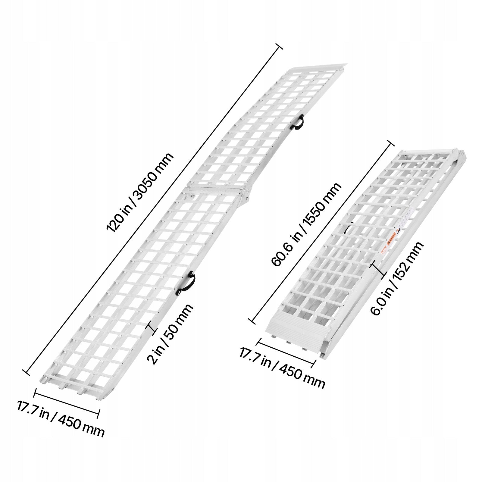 VEVOR 2000 lbs Aluminum Ramps 2Pcs Heavy-duty Loading Ramps with Handles Brand Vevor