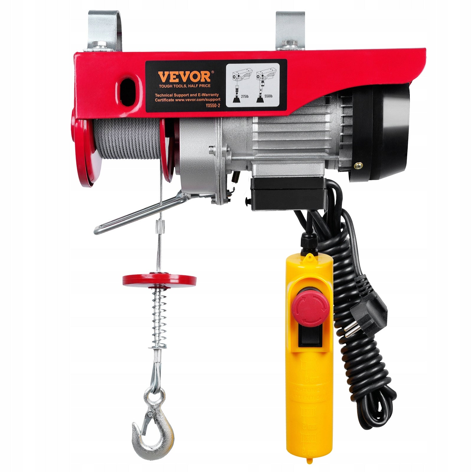 VEVOR 250KG 510W Electric Hoist 220V With 40ft Cable 14ft Remote Control