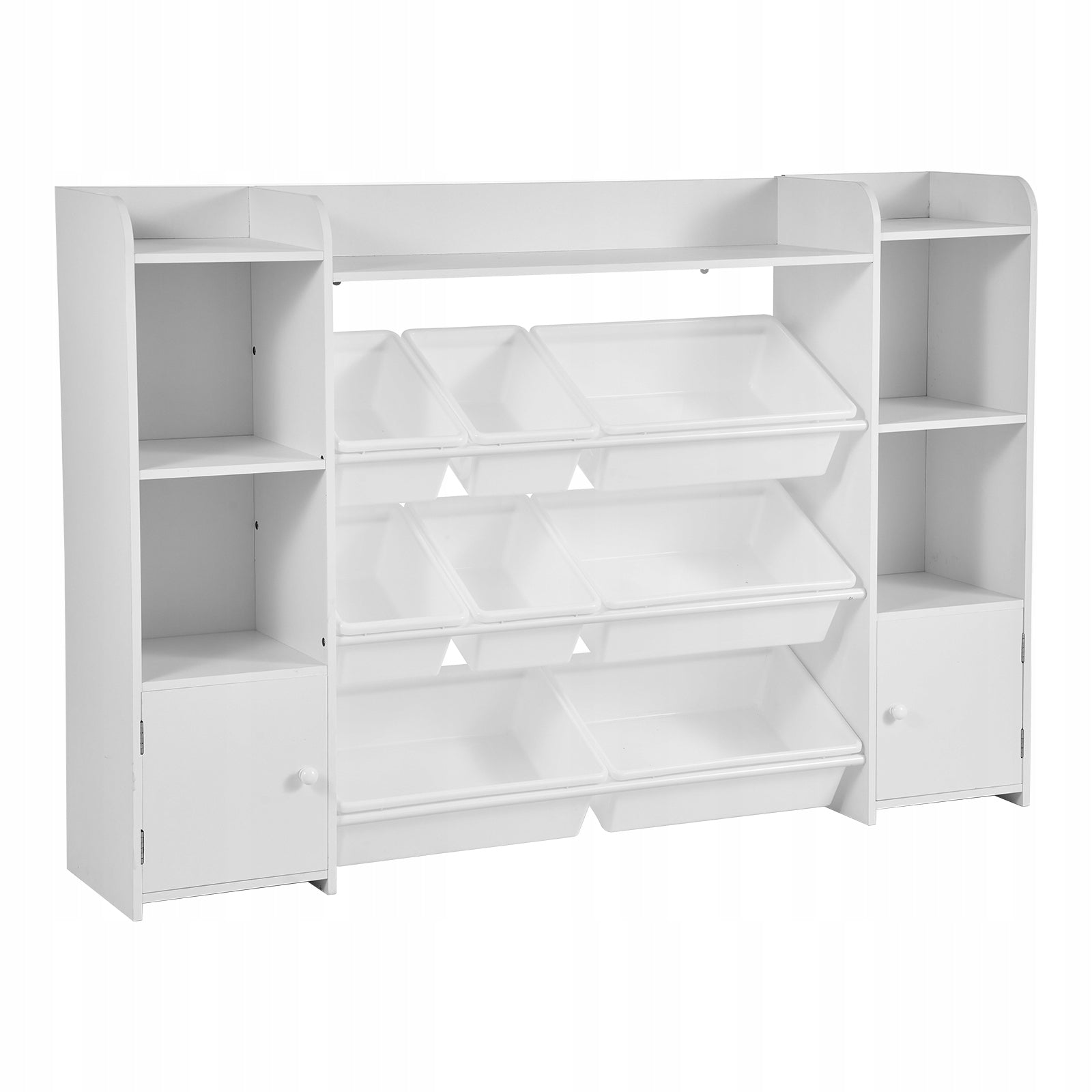 VEVOR 4-Level Toy Rack with 2 Cabinets and 8 Plastic Containers