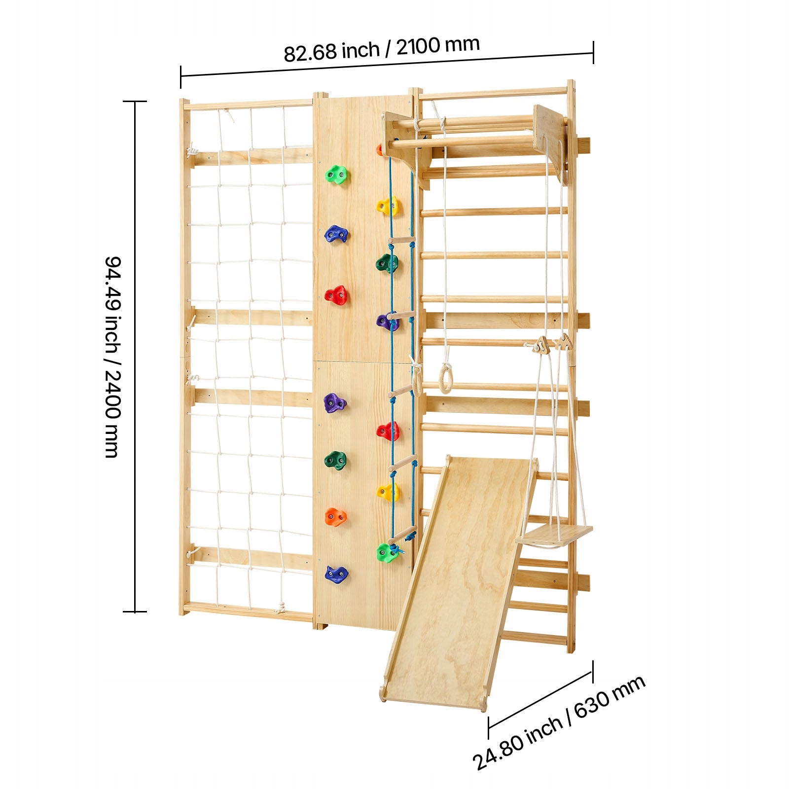 VEVOR 9 In 1 Climbing Wall For Children 240x210x63CM Solid Wood Manufacturer code PPGTZLYMS17