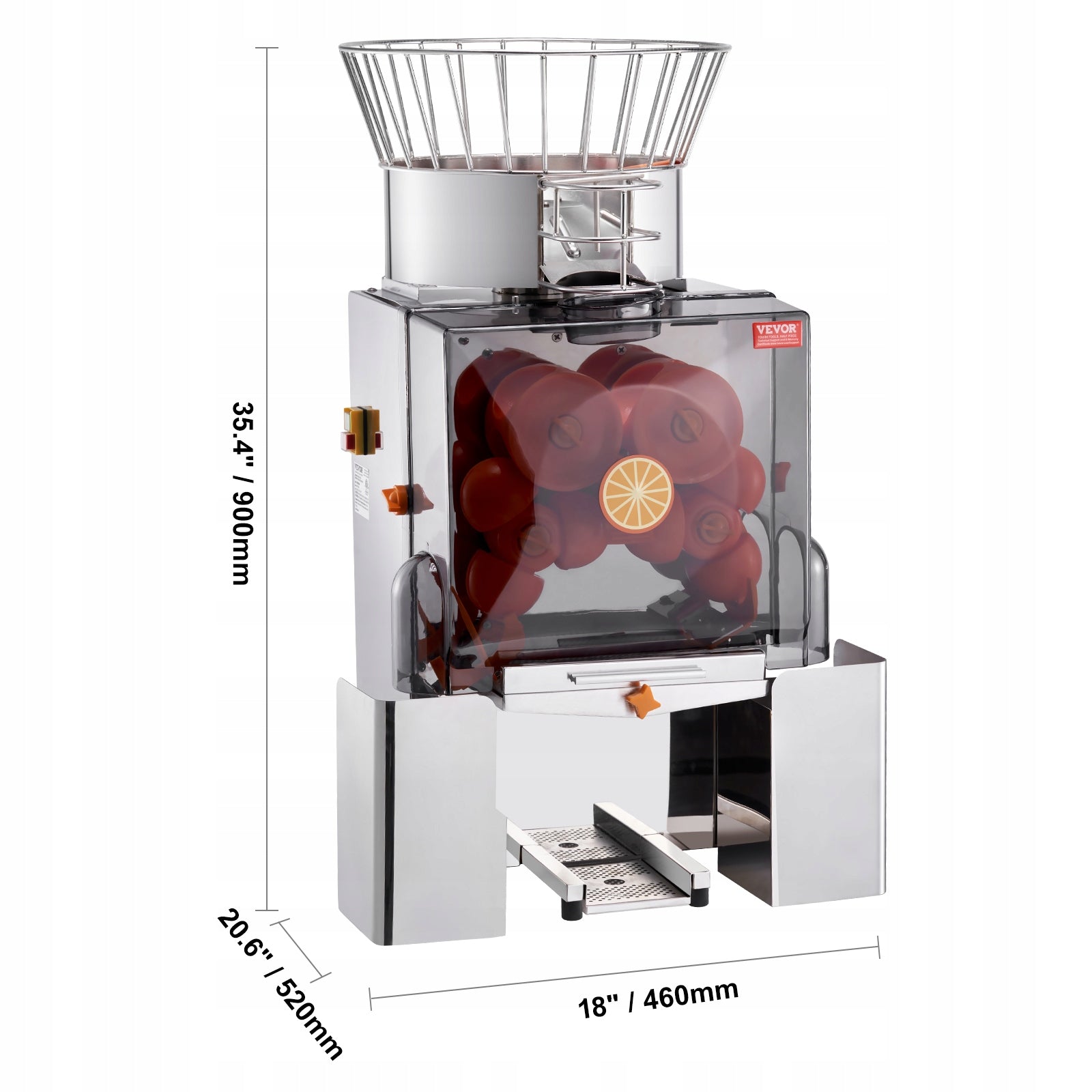 VEVOR COMMERCIAL AUTOMATIC CITRUS JUICER 120W STAINLESS STEEL Dominant color silver/gray