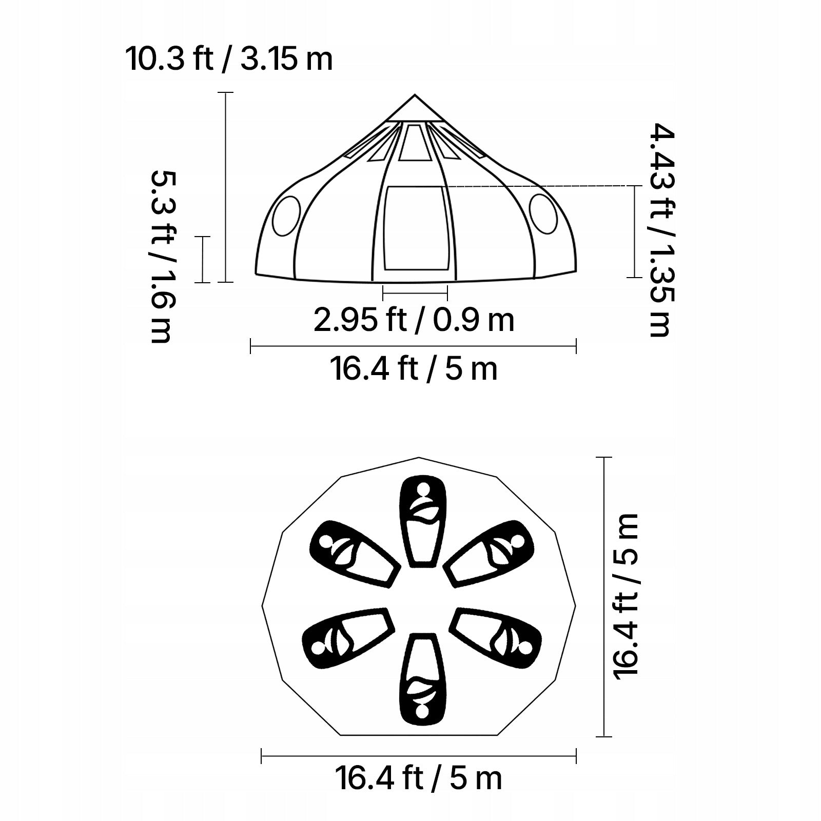 VEVOR Camping Tent Yurt 5M Bell Tent For 12 People Beige Manufacturer code KJZPQMS103