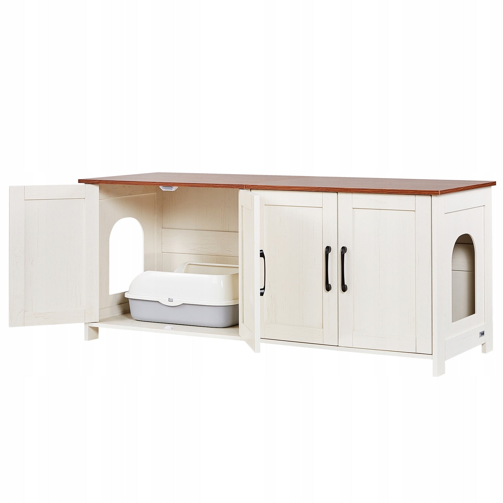 VEVOR Cat Cuvette Cabinet Wooden Brown and White 120x45x50CM Kind closed litter box