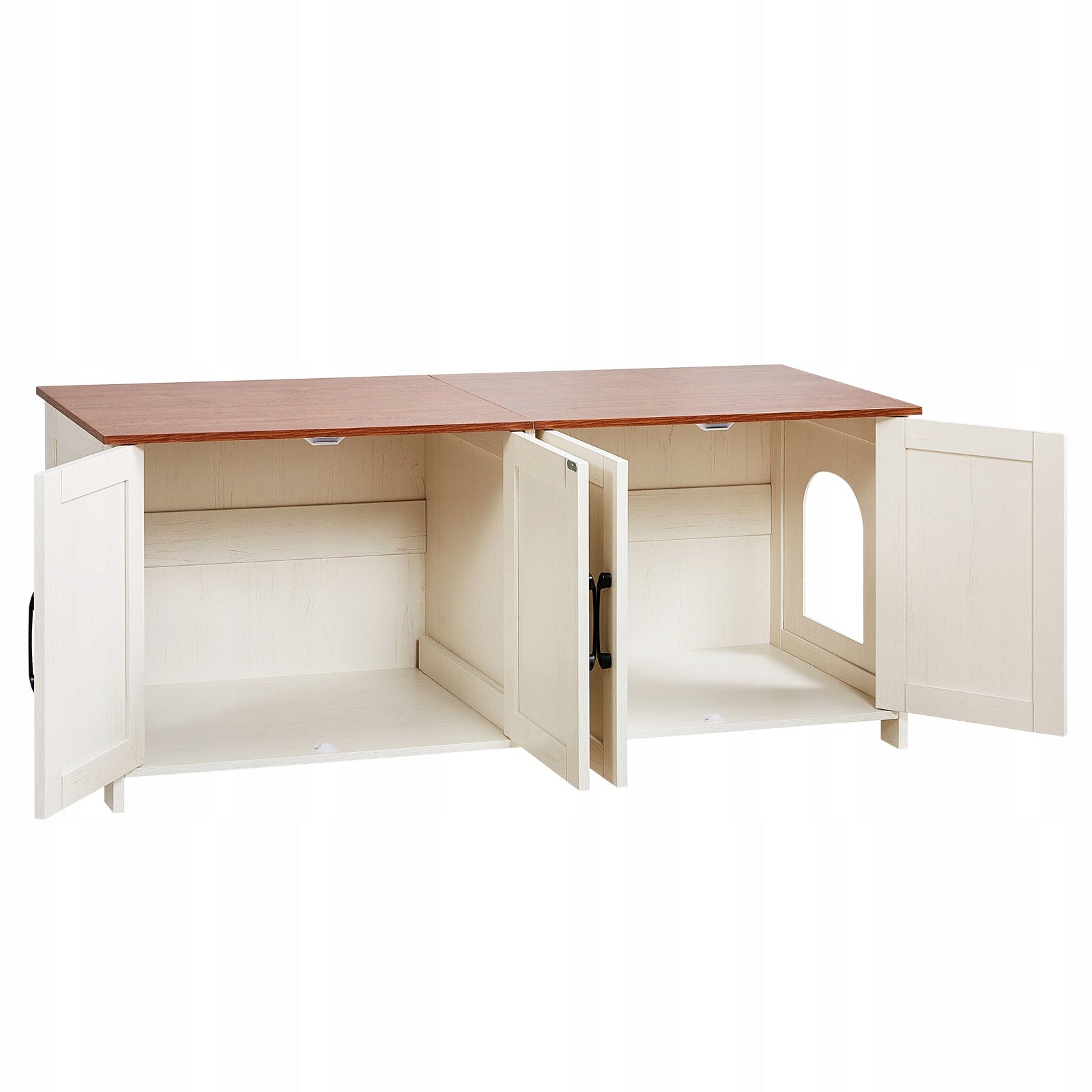 VEVOR Cat Cuvette Cabinet Wooden Brown and White 120x45x50CM Model SR253073WH