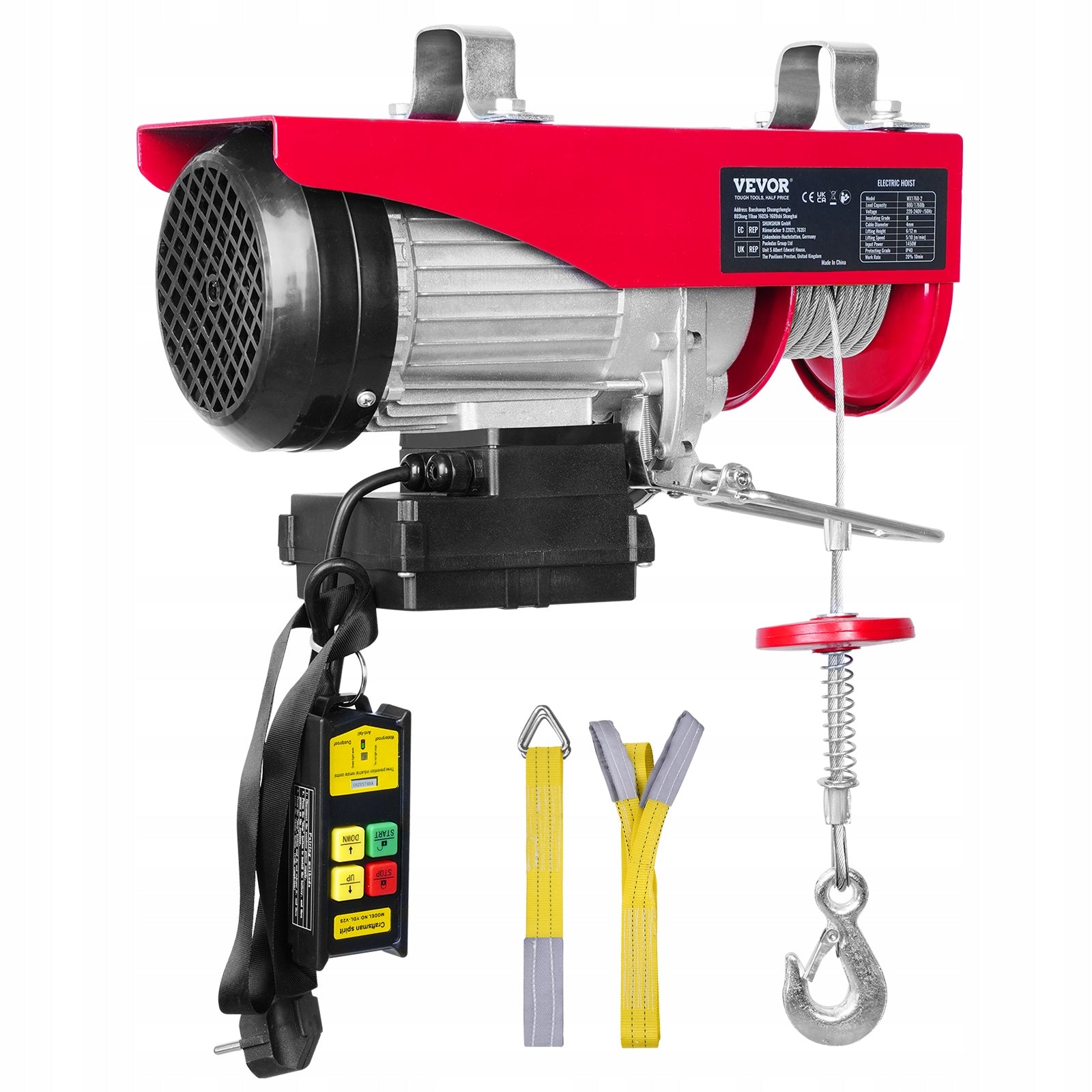 VEVOR Electric Winch 800KG 10M/Min Load Capacity With Wireless Remote Control