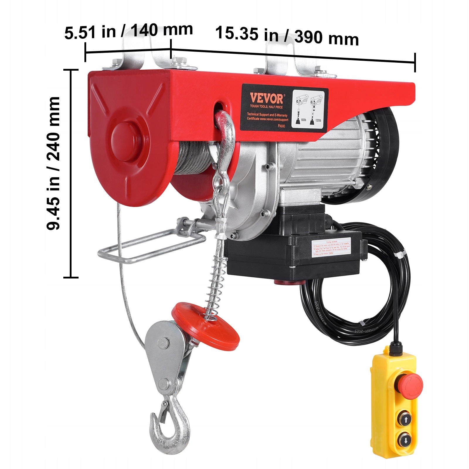 VEVOR Electric Winch Lifting Capacity 600KG With Wired And Wireless Remote Control Manufacturer code DDGSSHLYXWXS5L5
